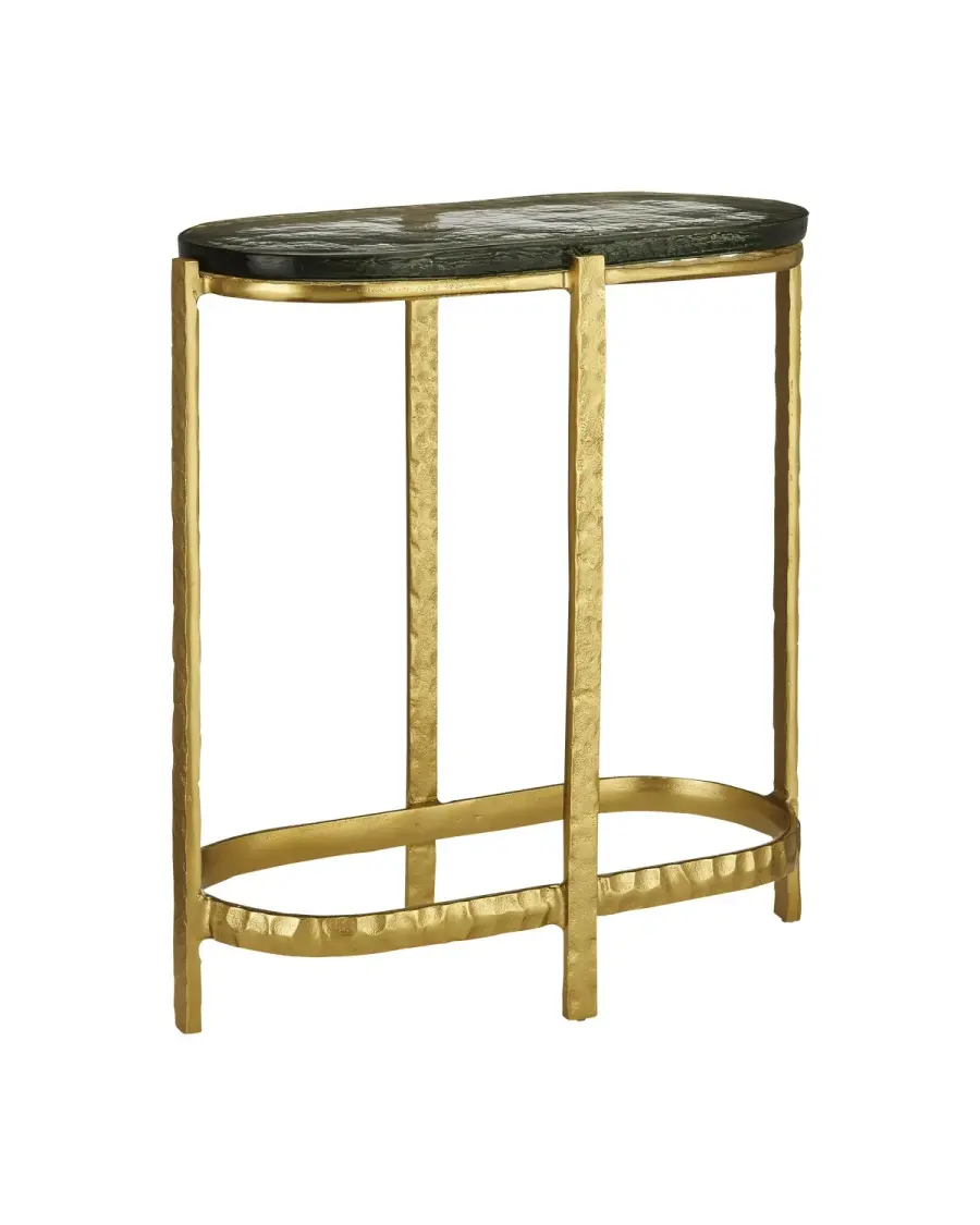Acea Gold Side Table with Cast Glass Top