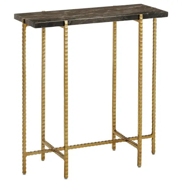 The Flying Side Table makes a bold statement with its X-shaped stretchers and distinctive gold iron frame paired with cappuccino marble. Its compact footprint and architectural design make it ideal for modern spaces needing functional art.