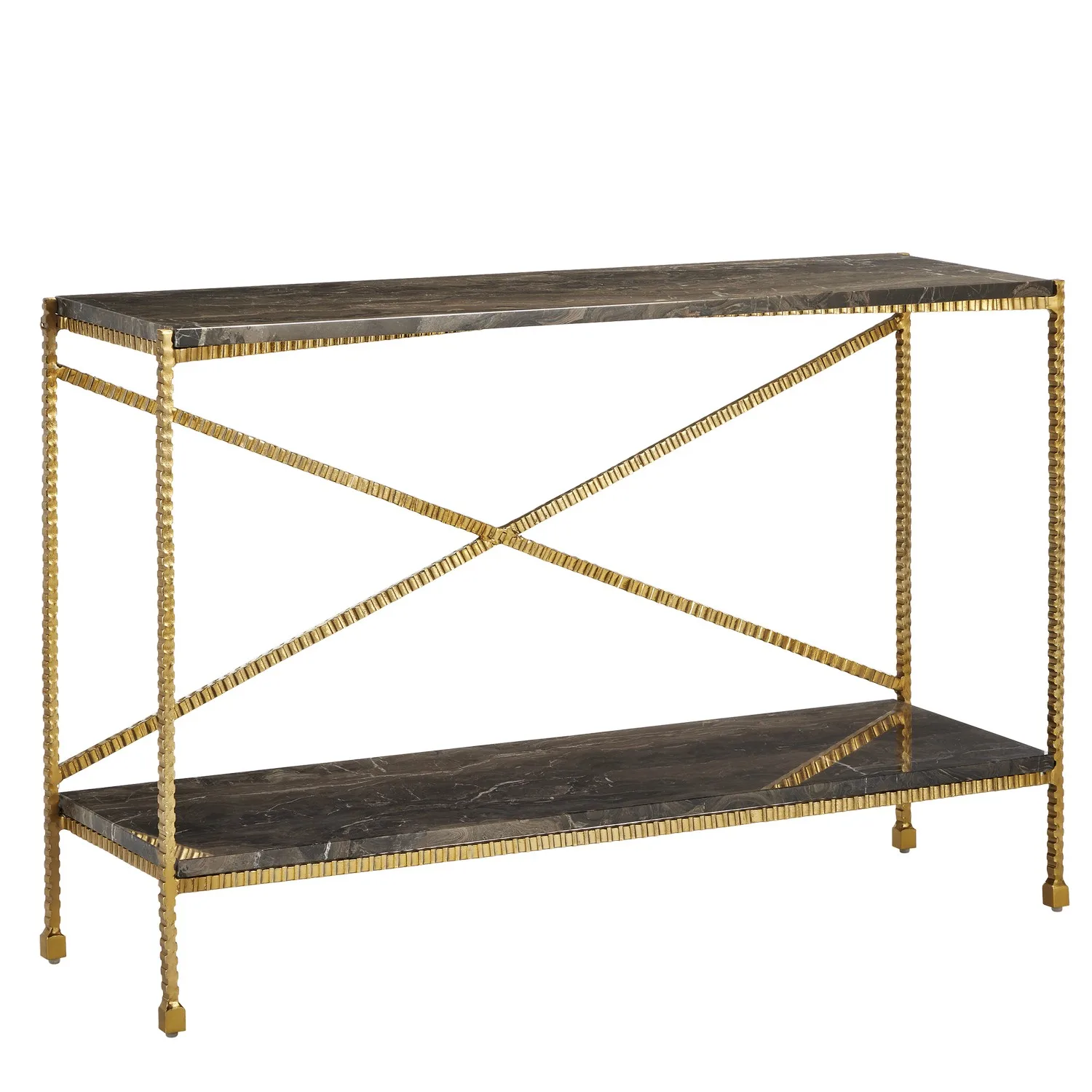 Flying Console Table in Natural/Gold