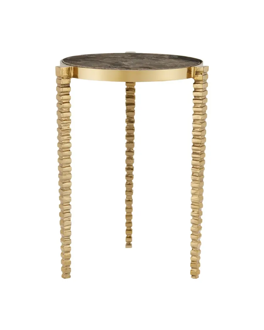 Corrado Accent Table in Polished Brass/Natural