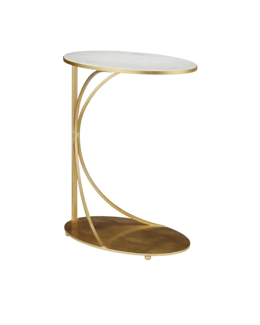Orla C Table in Gold Leaf with White Marble