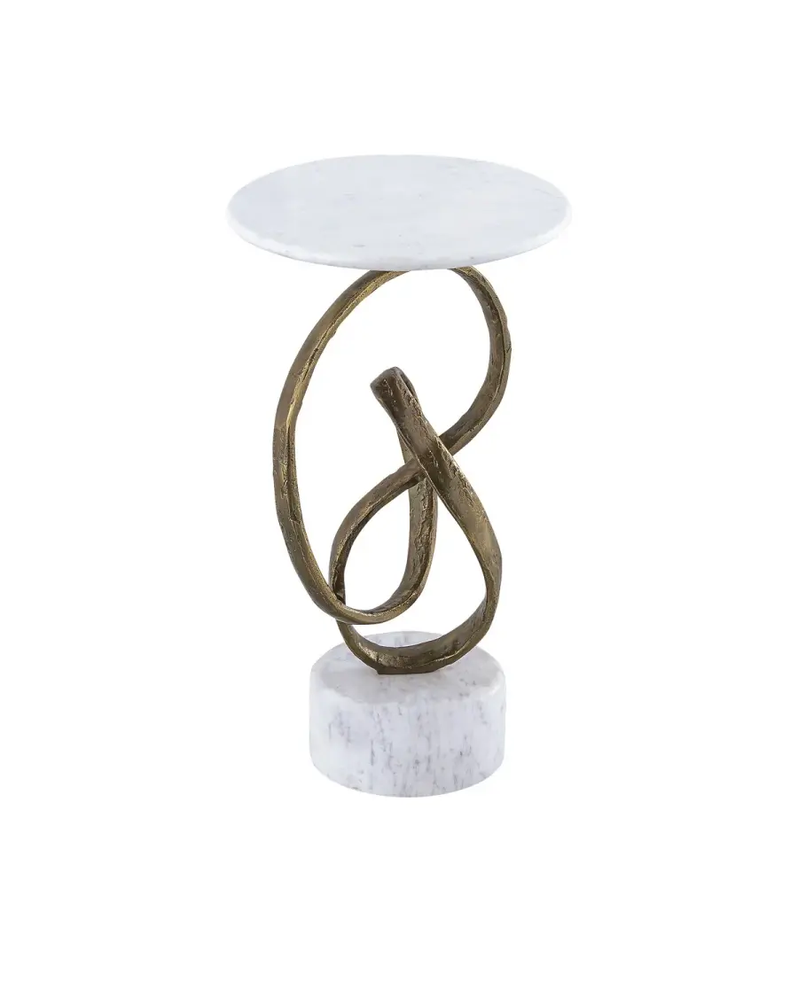 Ruban Accent Table in Antique Brass/Natural