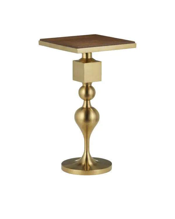 Maeve Accent Table in Brushed Brass/Walnut