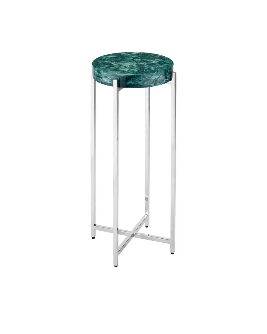 Rina Drinks Table in Teal/Polished Nickel