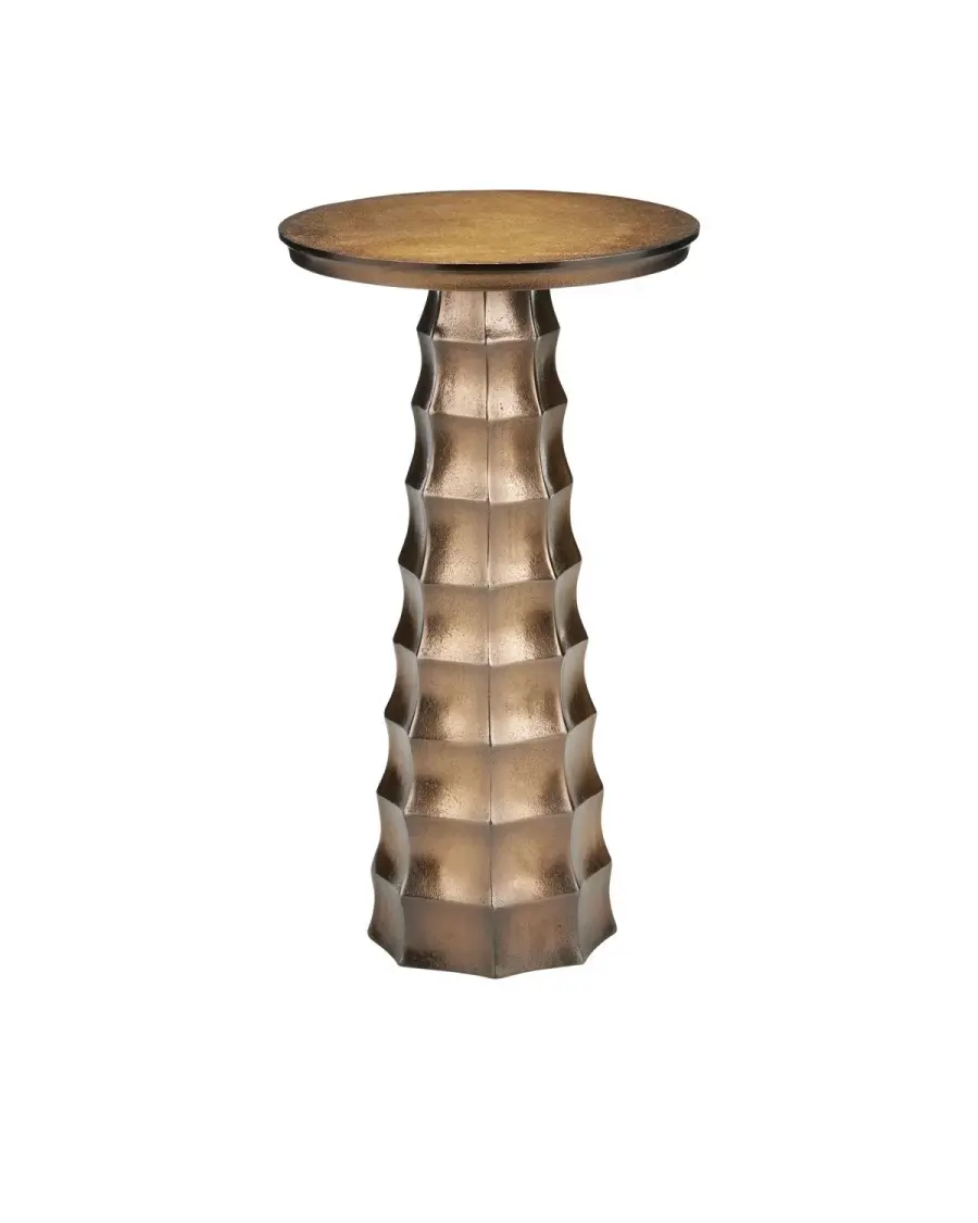 Gridiron Drinks Table in Antique Brass