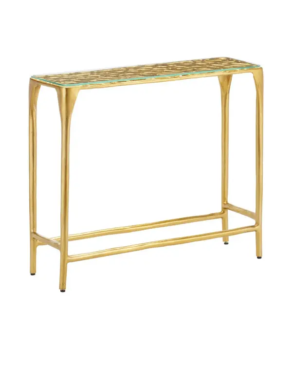 Honeycomb Console Table in Gold/Clear