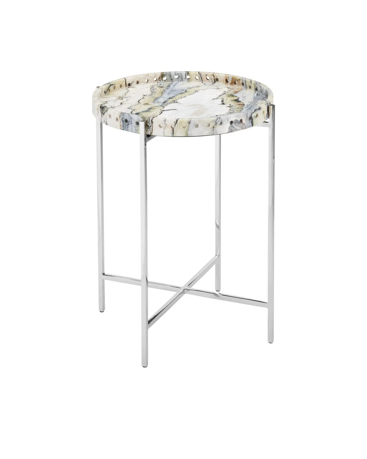 Freya Floral Marble Accent Table