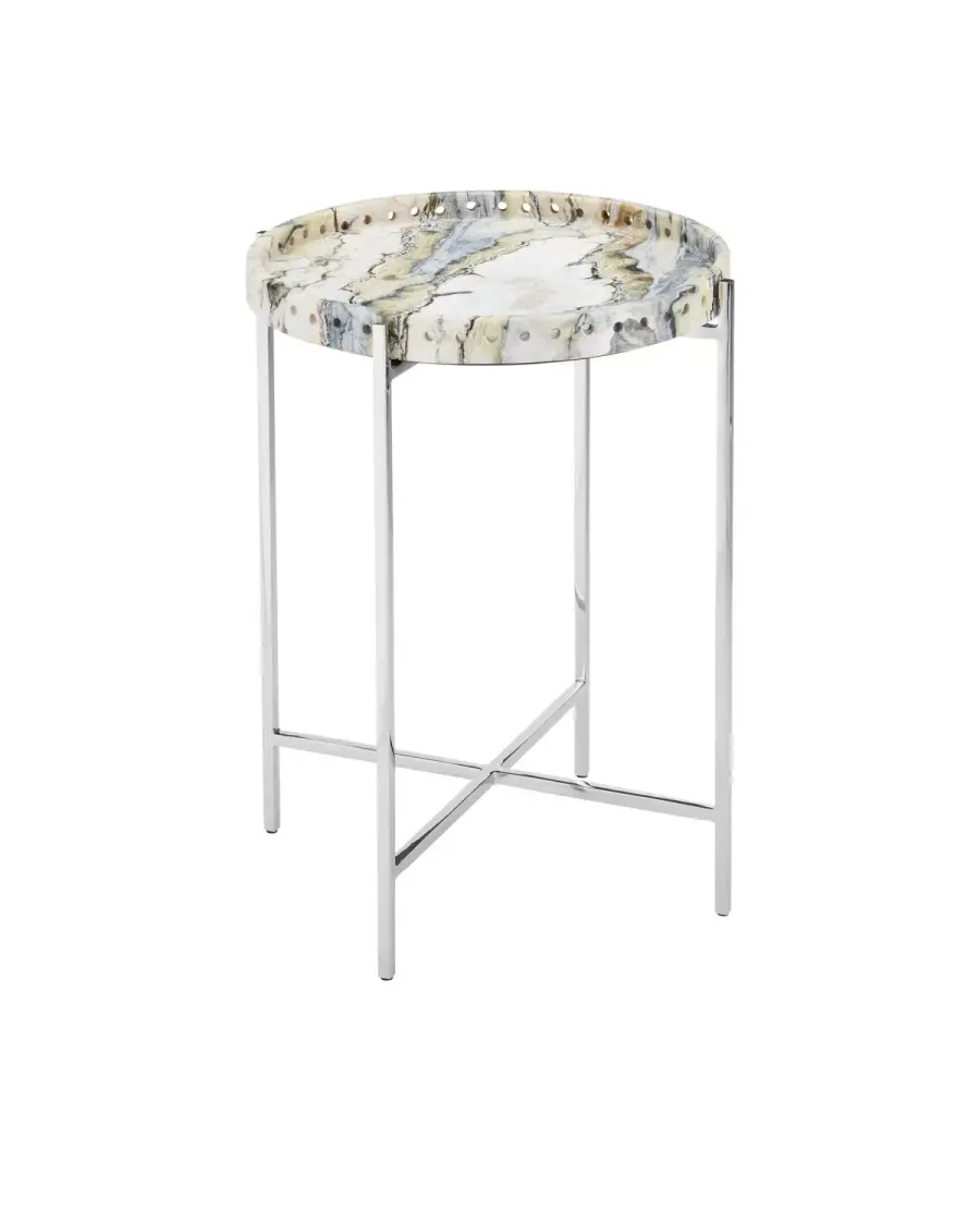 Freya Floral Marble Accent Table
