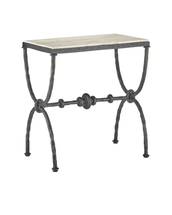 Agora White Travertine Side Table