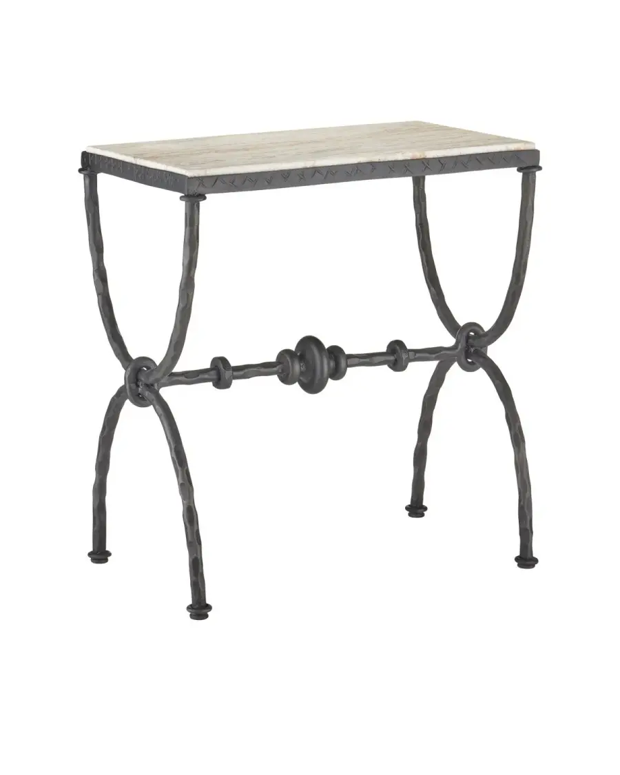 Agora White Travertine Side Table