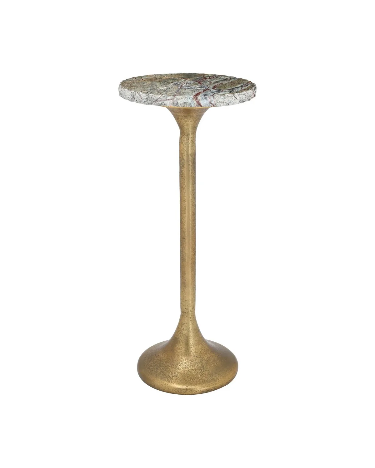 Wilderness Drinks Table in Antique Brass with Green Forest Marble