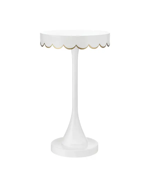 The Enid blends Victorian whimsy with Art Deco sophistication through its scalloped-edge design and white-gold finish. At 14 inches wide, it's perfectly sized for compact spaces while making a decorative statement.