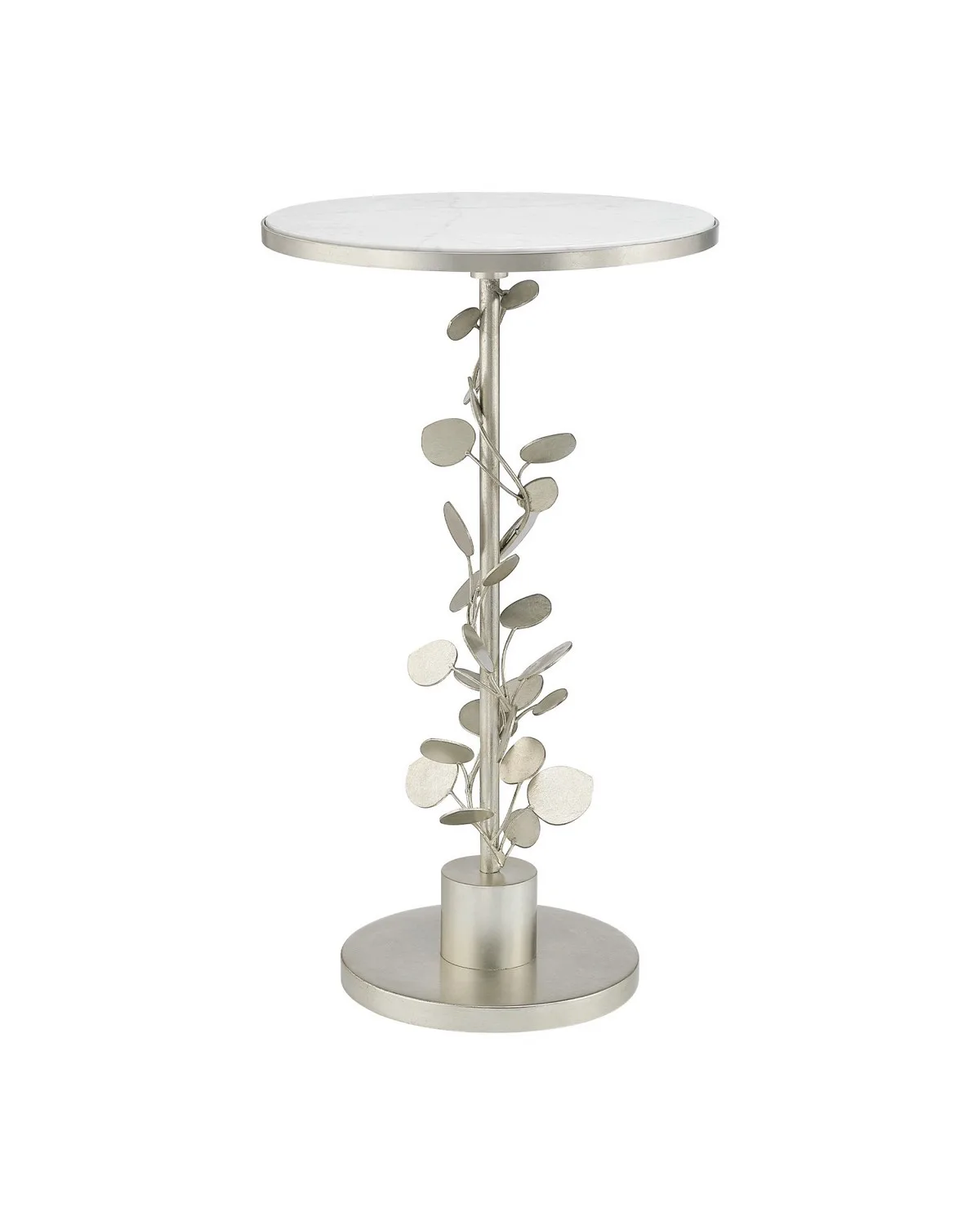 Lunaria Accent Table in Antique Silver Leaf