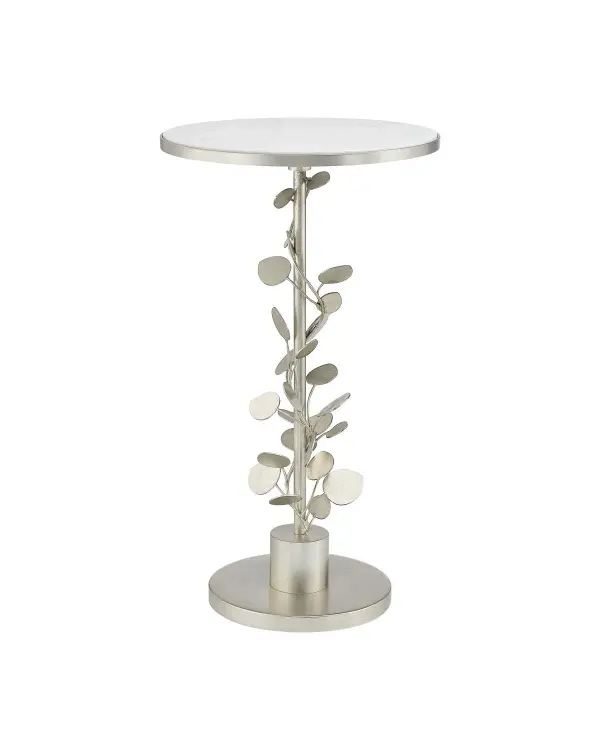 Lunaria Accent Table in Antique Silver Leaf