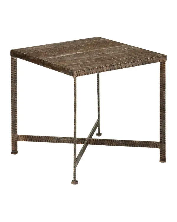 Ampleur Side Table in Rustic Bronze / Natural