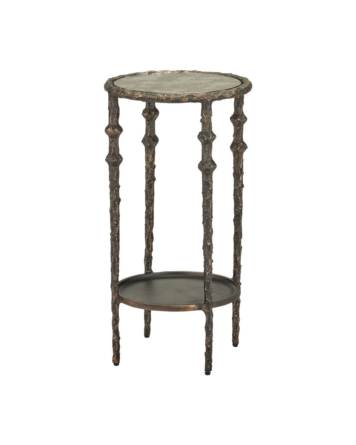 Spalzato Accent Table in Aged Brass with Antique Glass