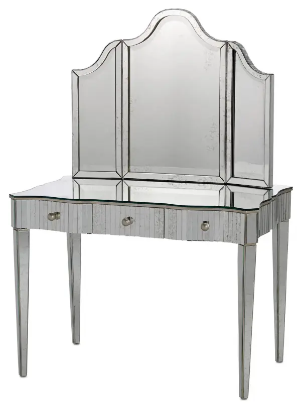 In Granello Silver Leaf/Antique Mirror by Currey and Company from the Gilda Collection collection