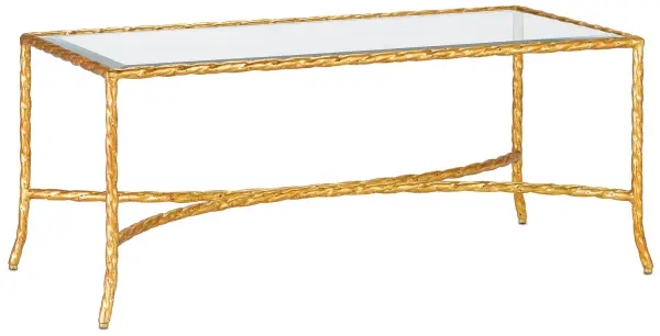 In Gilt Bronze by Currey and Company from the Gilt Twist Bronze Cocktail Table collection