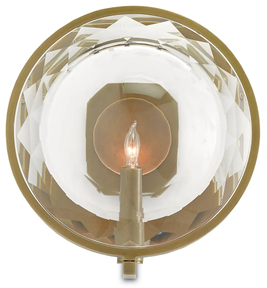 MarjieScope One Light Wall Sconce in Clear Antique Brass