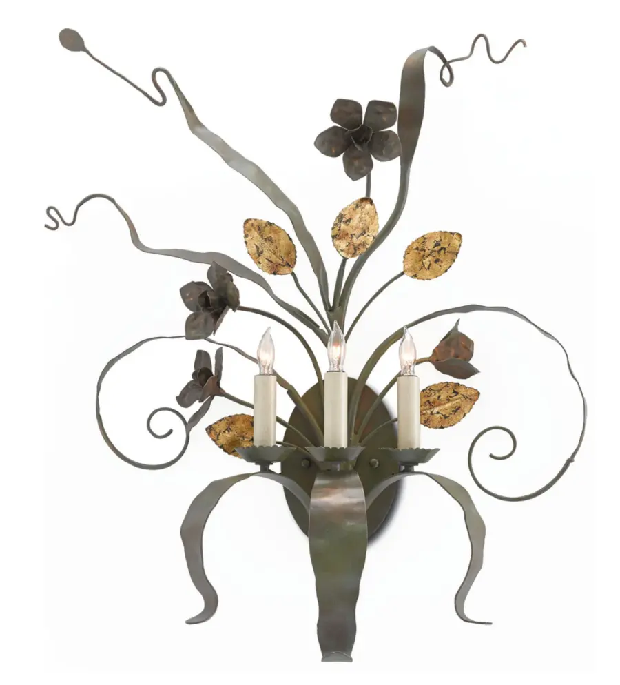 Westley Three Light Wall Sconce in Verdigris/Antique Gold Leaf