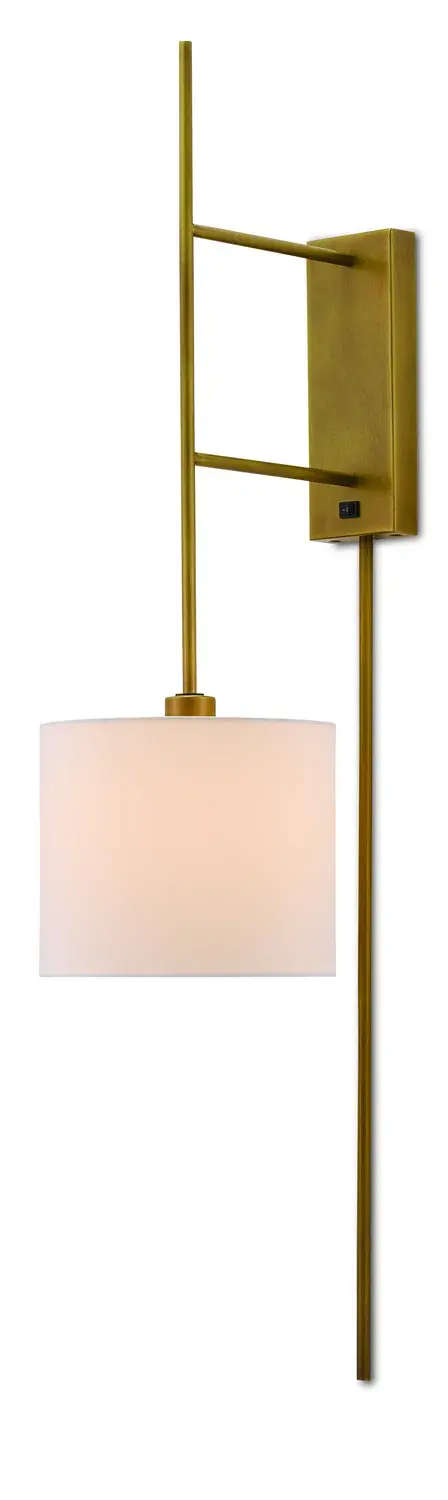 The Savill Wall Sconce combines minimalist design with warm antique brass finish. Its tailored off-white shade provides soft, diffused light while the clean lines complement modern and transitional interiors beautifully.