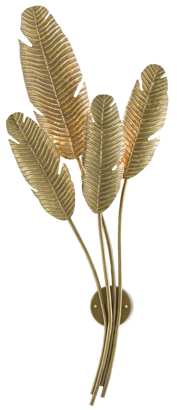 Tropical Four Light Wall Sconce in Vintage Brass