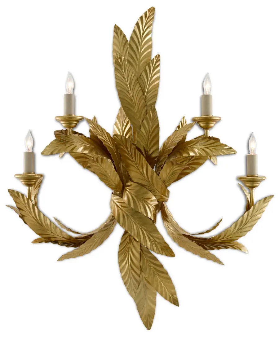 Apollo Four Light Wall Sconce in Contemporary Gold Leaf
