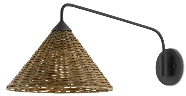 The Basket Wall Sconce combines handwoven Arurog reeds with a blacksmith iron frame for an effortlessly organic look. Its natural texture and casual elegance make it ideal for coastal, farmhouse, or modern interiors seeking warmth.