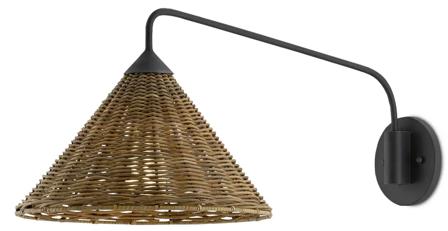 Basket One Light Wall Sconce in Natural/Blacksmith