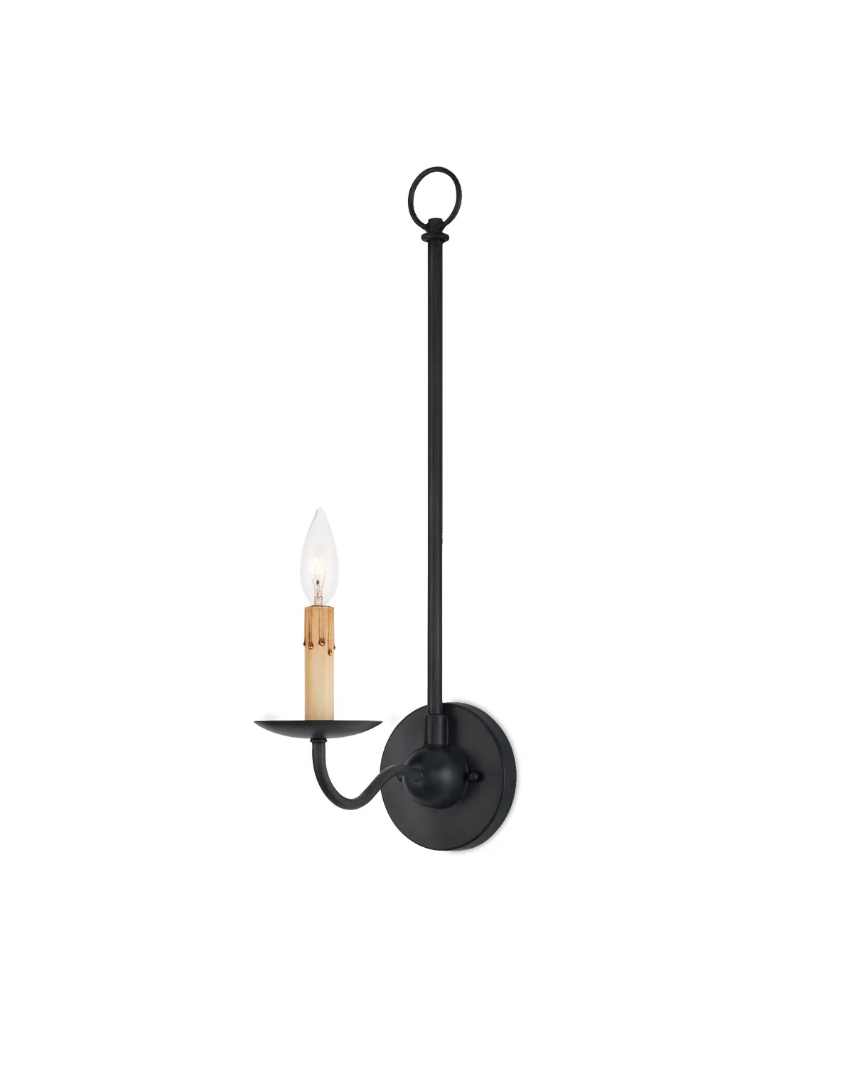 Saxon Single-Light Wall Sconce in Zanzibar Black