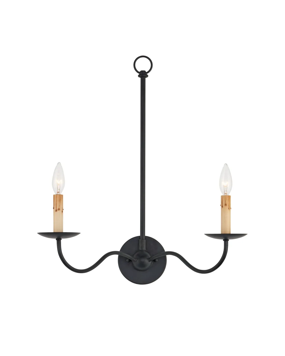 Saxon Two Light Wall Sconce in Zanzibar Black