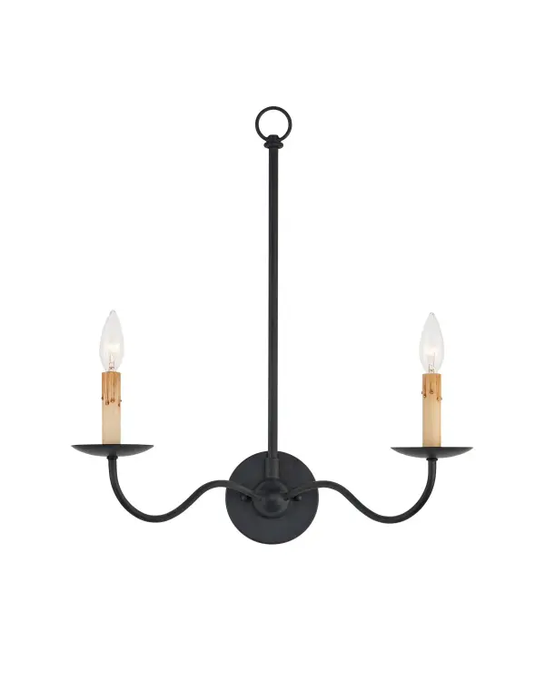 Saxon Two Light Wall Sconce in Zanzibar Black