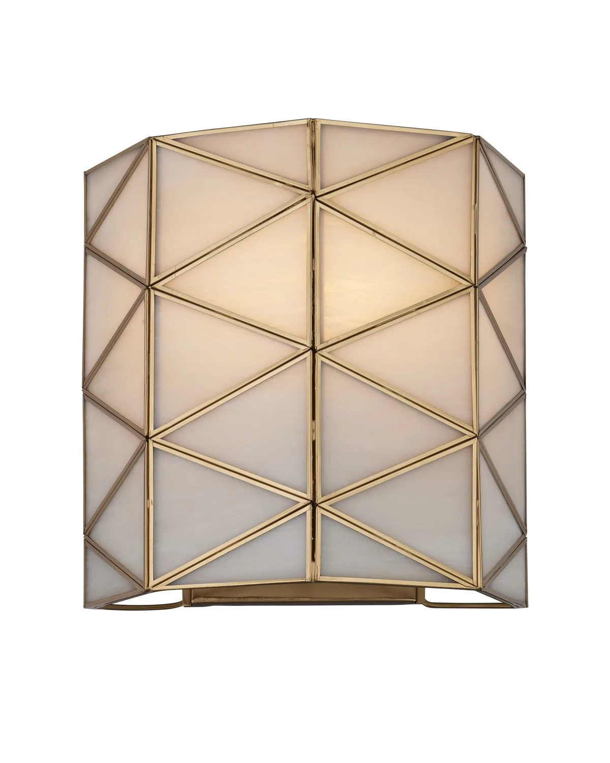 Polyhedron One Light Wall Sconce in White/Antique Brass