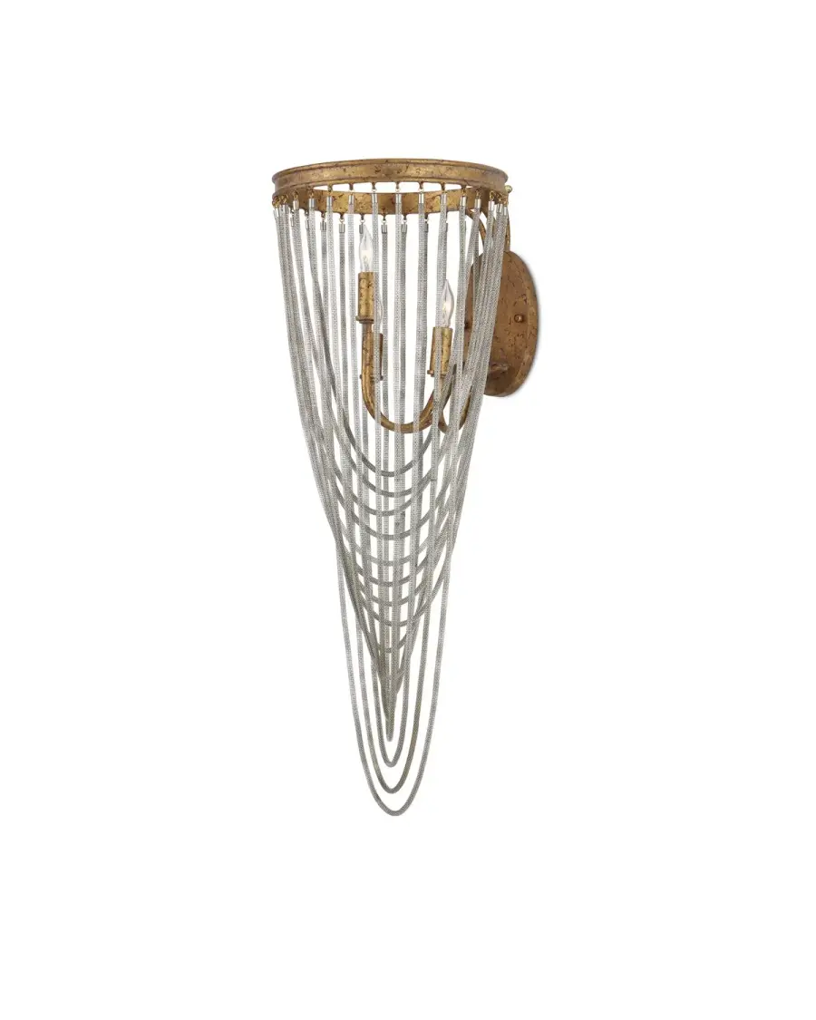 Lucien Three Light Wall Sconce in French Gold Leaf