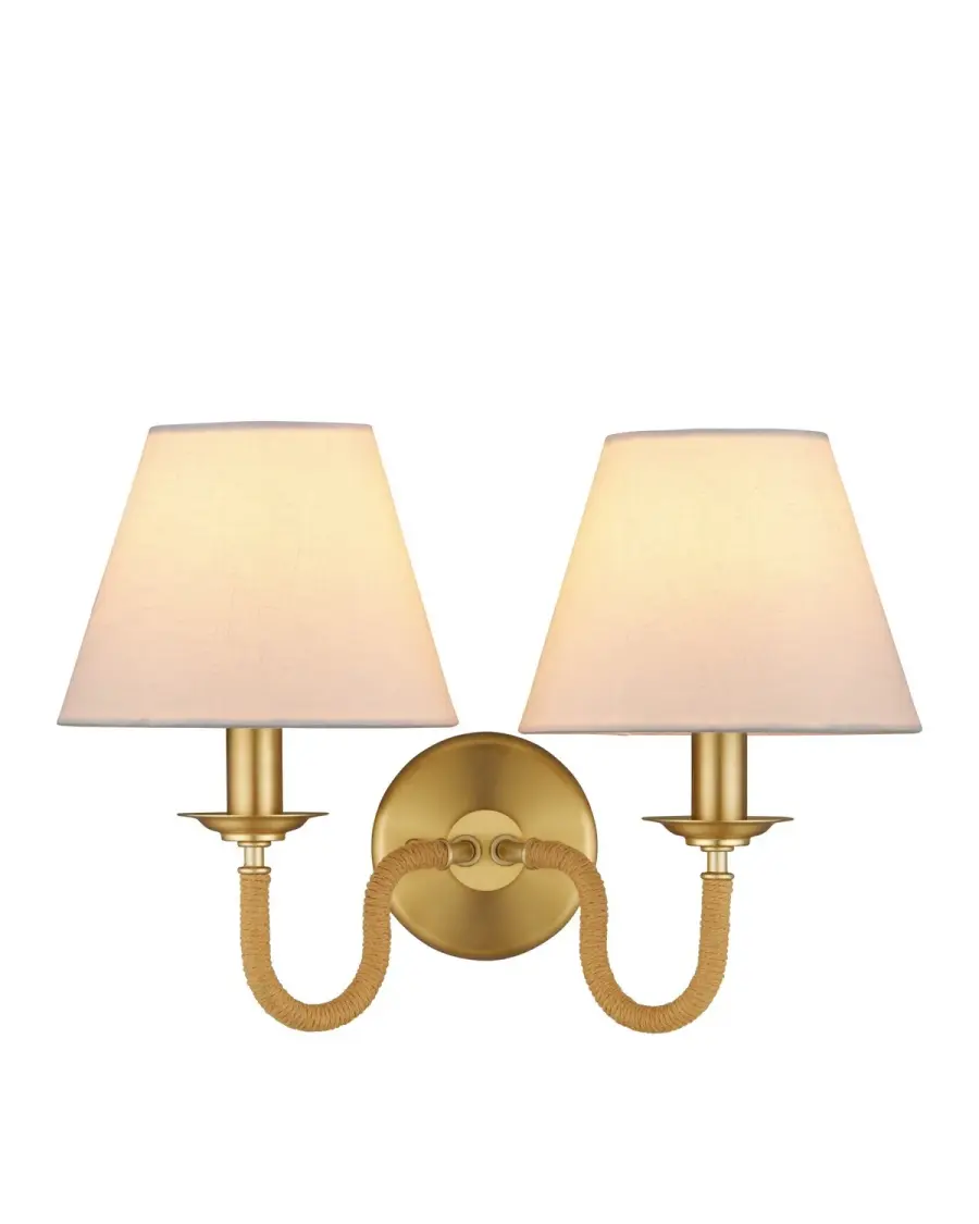 Adala Two Light Wall Sconce in Natural/Brushed Brass