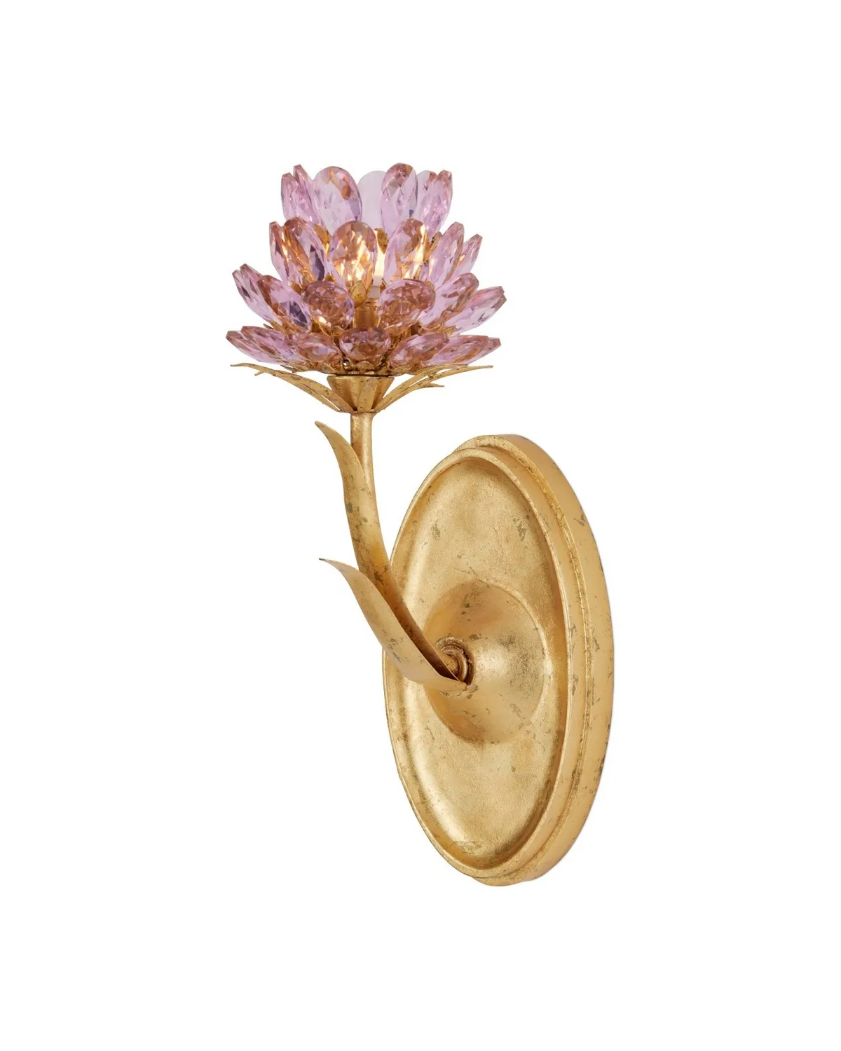 Marilee Single-Light Wall Sconce in Pink Crystal and Dutch Gold Leaf