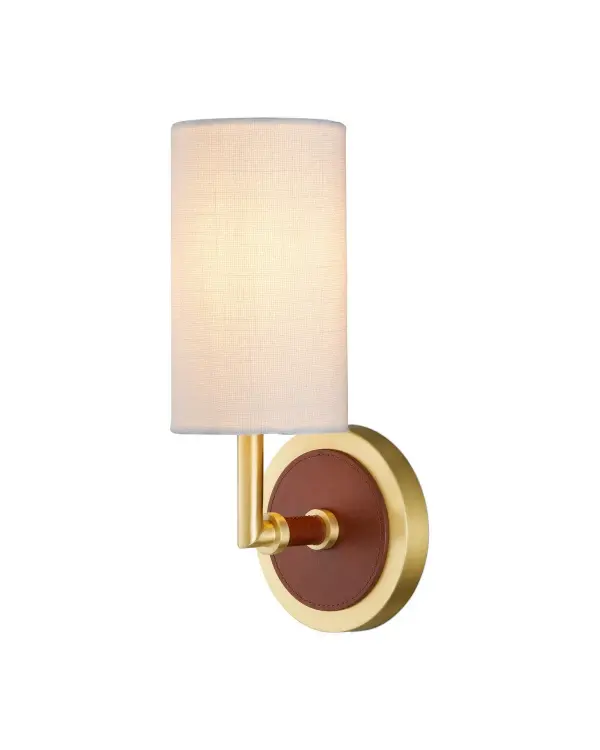 Ellerston One Light Wall Sconce in Saddle Brown/Brushed Brass
