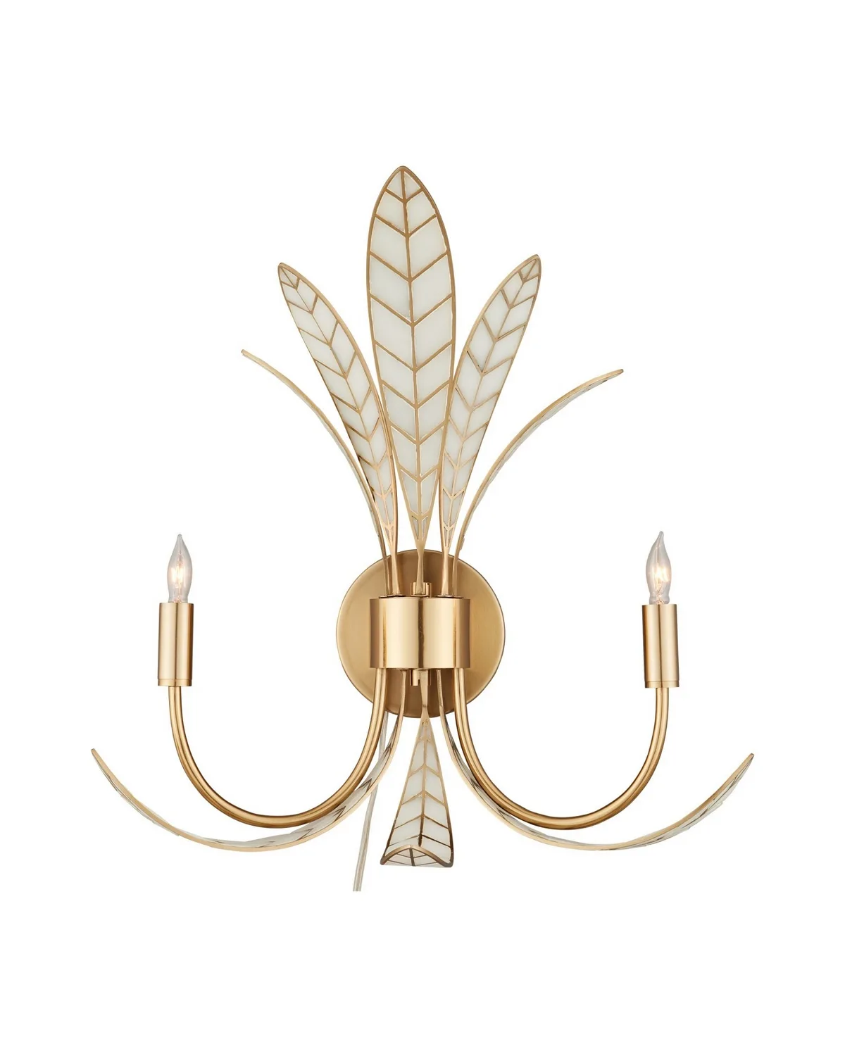 Foliatura Two Light Wall Sconce in Antique Brass