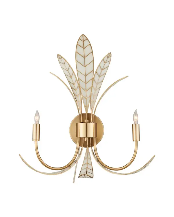 Foliatura Two Light Wall Sconce in Antique Brass