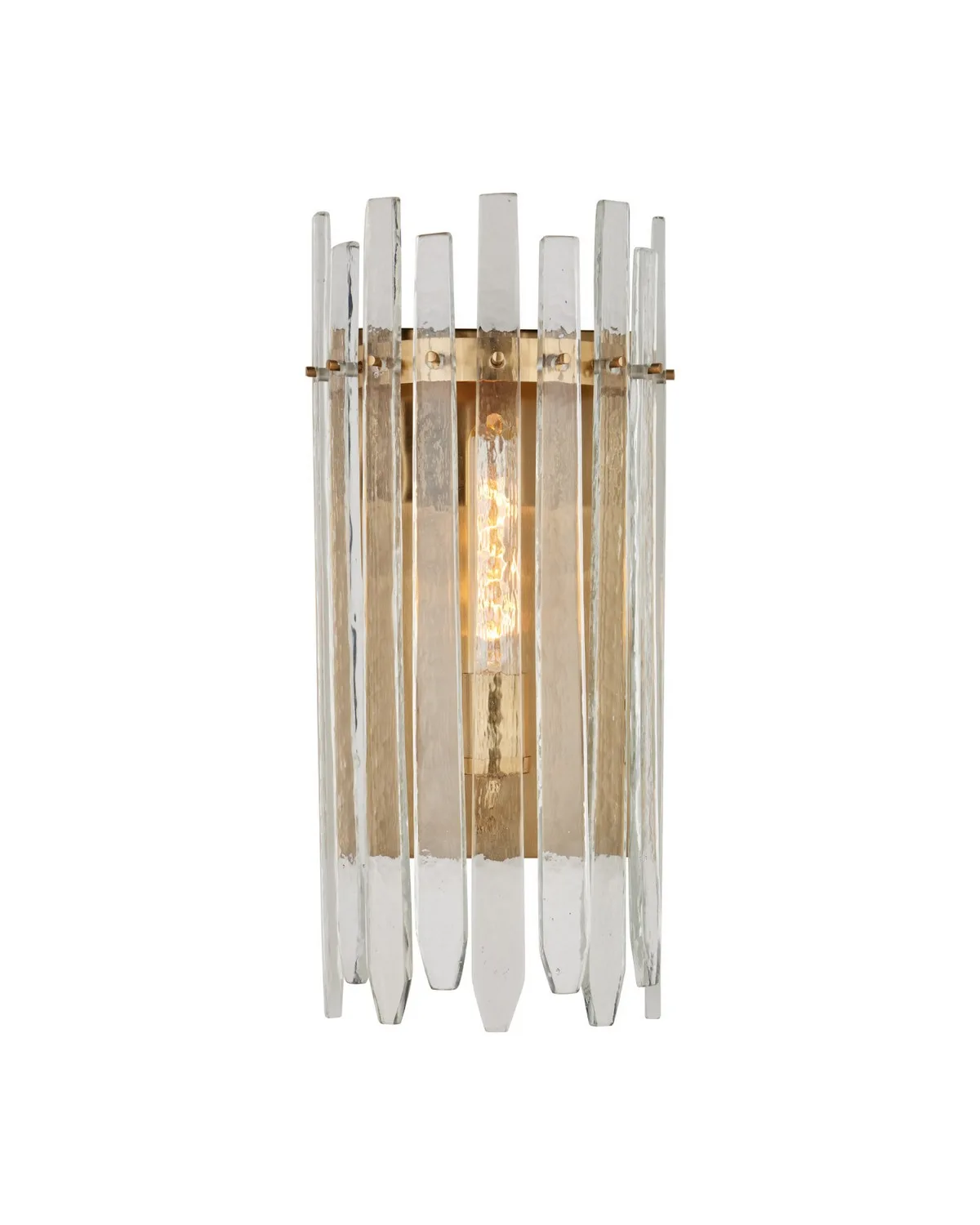 Electra One Light Wall Sconce in Clear Glass and Antique Brass