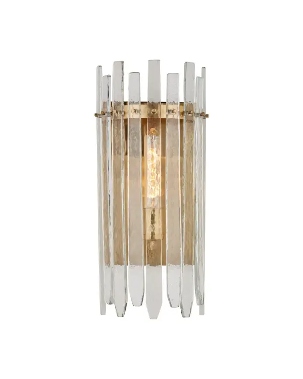 Electra One Light Wall Sconce in Clear Glass and Antique Brass