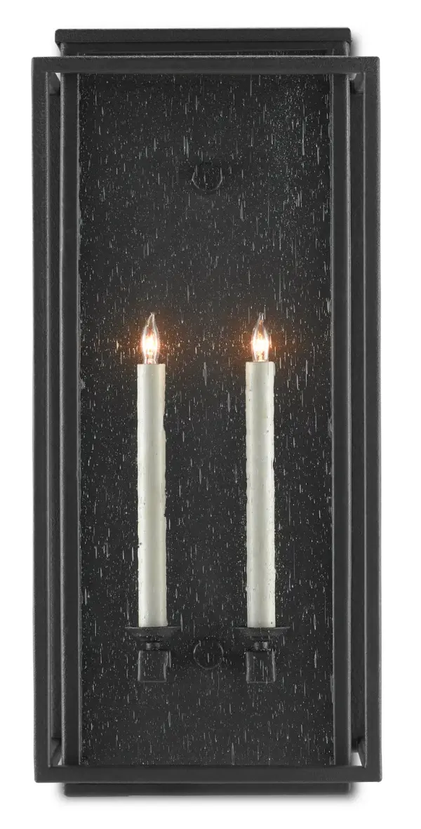 The Wright sconce combines Mission-style design with modern durability. Its wrought iron frame and seeded glass panels deliver authentic craftsman character, while the Trilux finish ensures long-lasting performance in outdoor conditions.
