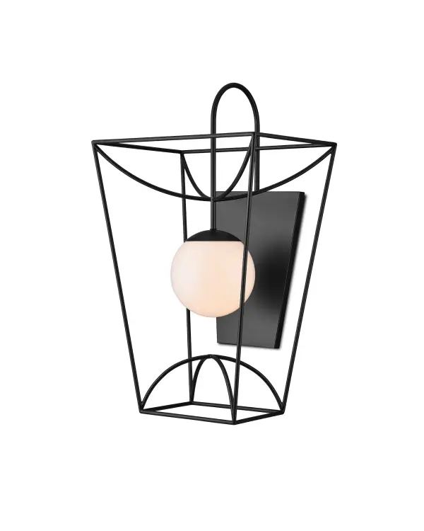 The Rochefort combines classic lantern form with modern sensibility. Its powder-coated black frame and milky white glass globe create striking contrast while standing up to outdoor elements. Perfect for contemporary and mid-century homes.