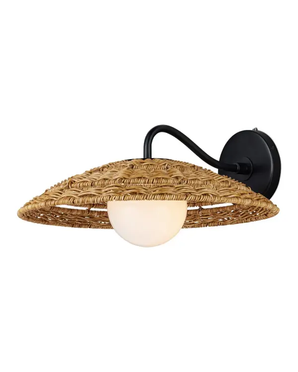 Barbary Outdoor Wall Sconce in Natural Wicker