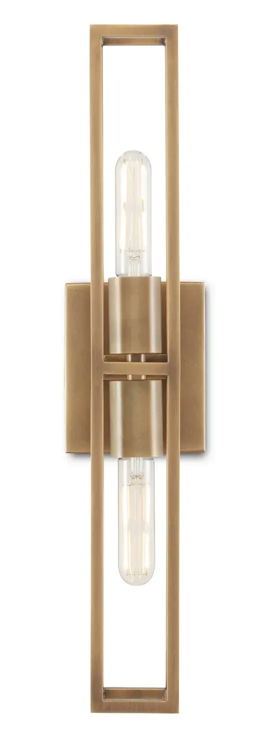 The Bergen delivers refined elegance with its elongated brass cage and minimalist profile. Perfect for modern bathrooms and hallways, this ADA-compliant fixture combines form and function with dimmable lighting and damp location certification.