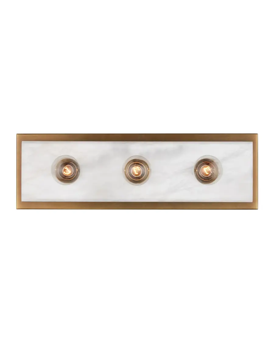 Berdine Three Light Wall Sconce in Natural Alabaster and Antique Brass