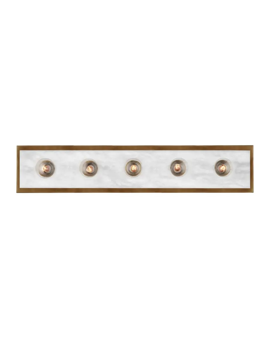 Berdine Five Light Wall Sconce in Natural Alabaster and Antique Brass
