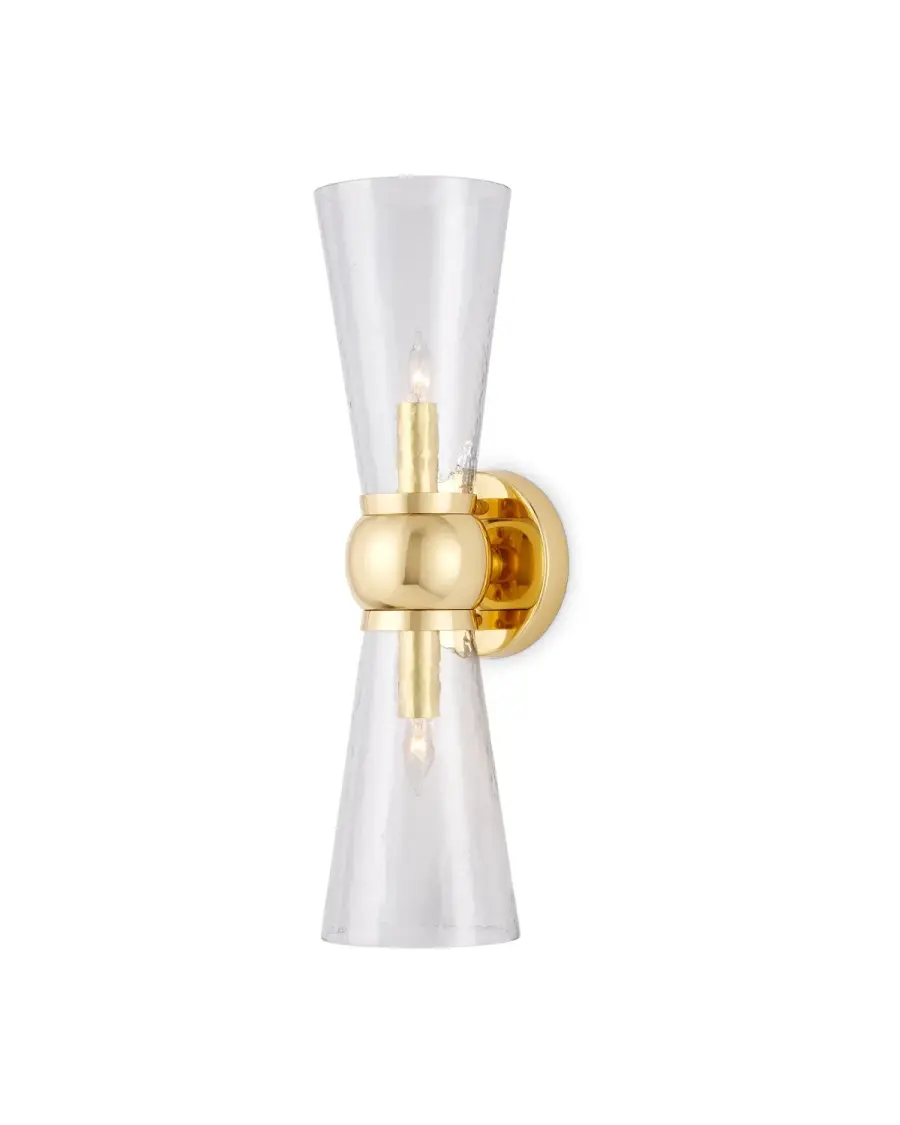 Byford Two Light Bath Wall Sconce in Polished Brass