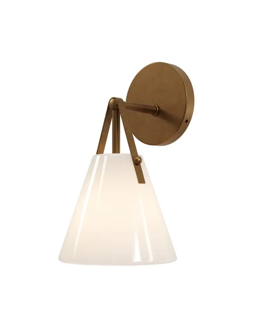 Bronwen One Light Wall Sconce in Opaque White/Antique Brass