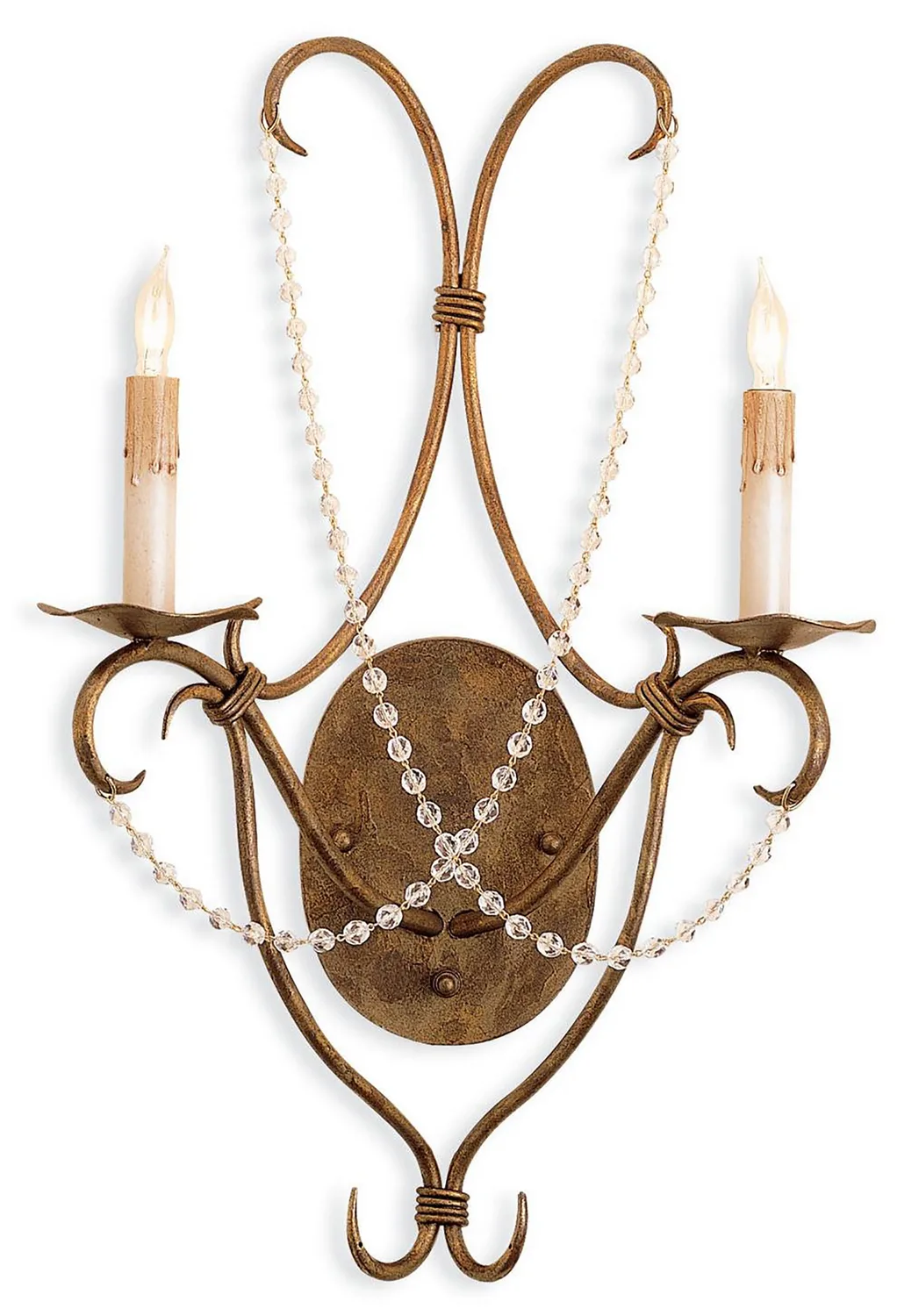 Crystal Lights Collection Two Light Wall Sconce in Rhine Gold
